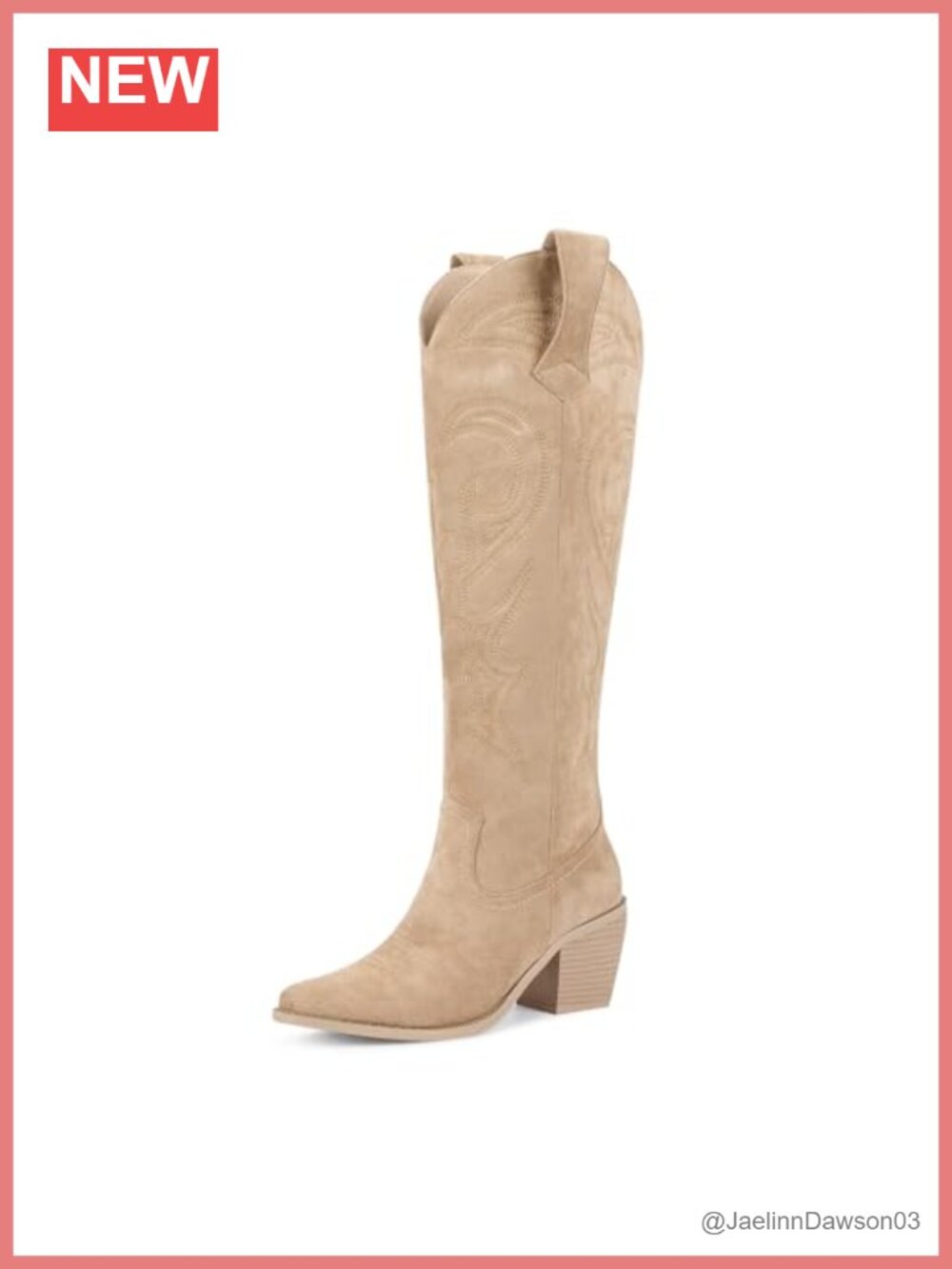 Women's Western Embroidered Knee High Cowboy Boots Faux Suede Pointed Toe Zip